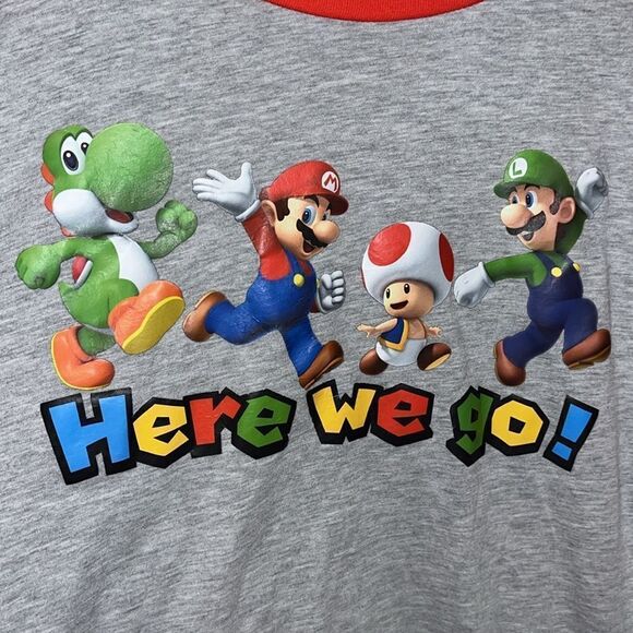 New Super Mario Luigi Brothers Here We Go Raglan LS baseball soft blend T-Shirt - Picture 2 of 4